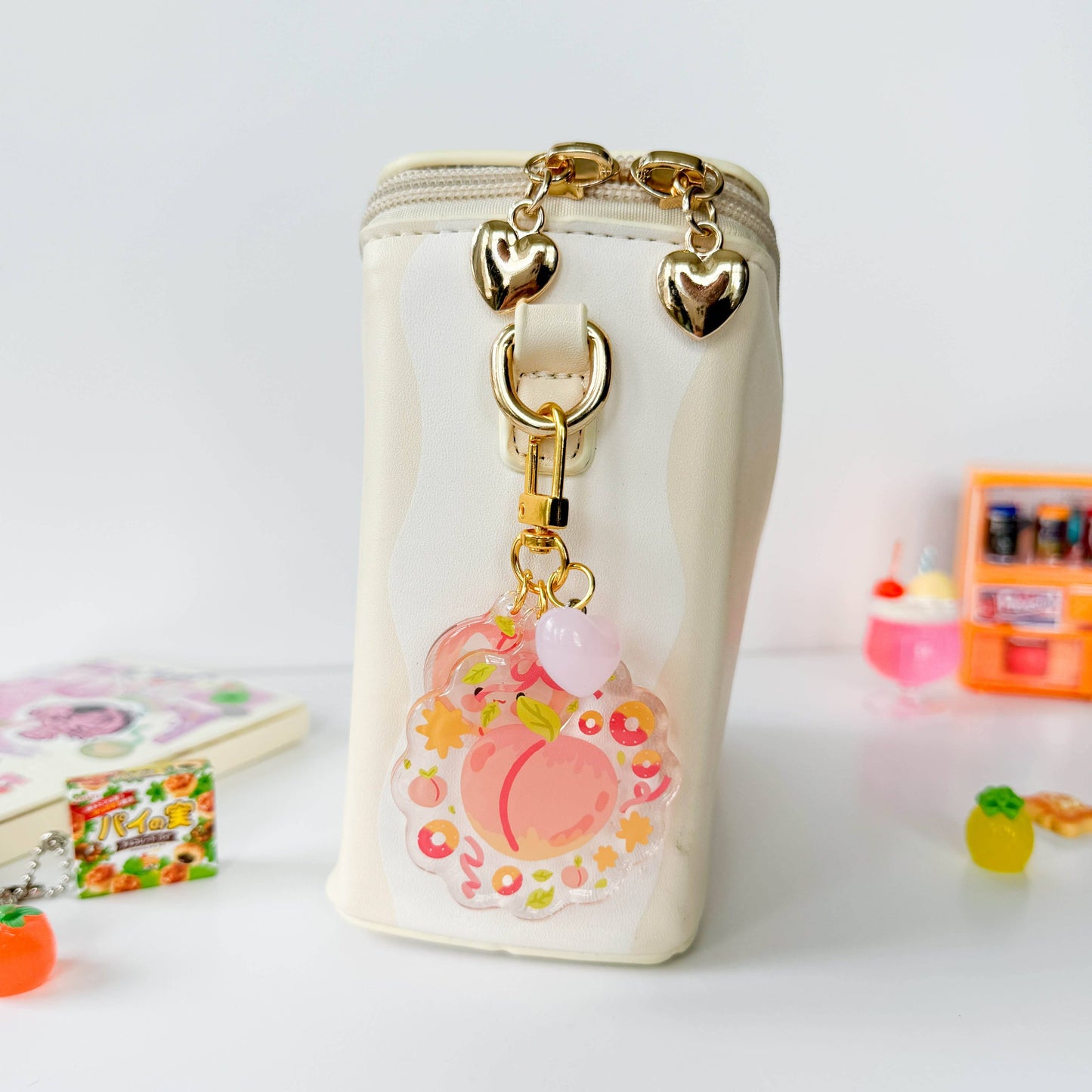 Peach Trinket Charm Keychain