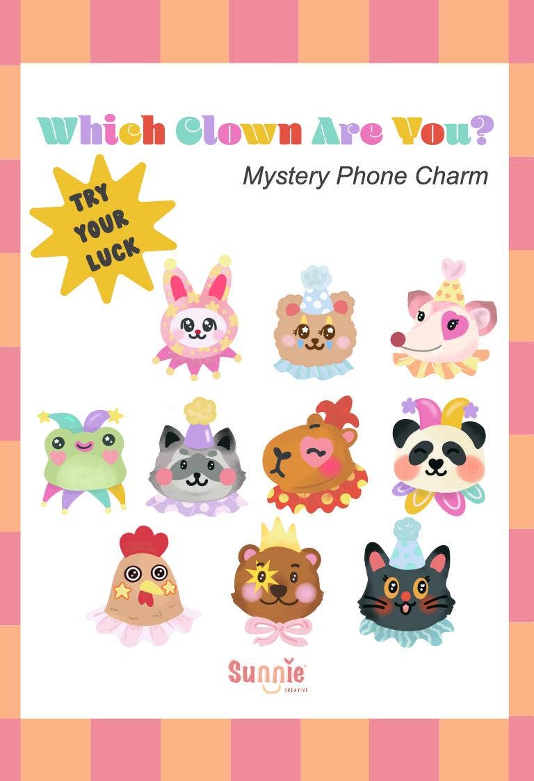 Mystery Animal Clown Phone Charm