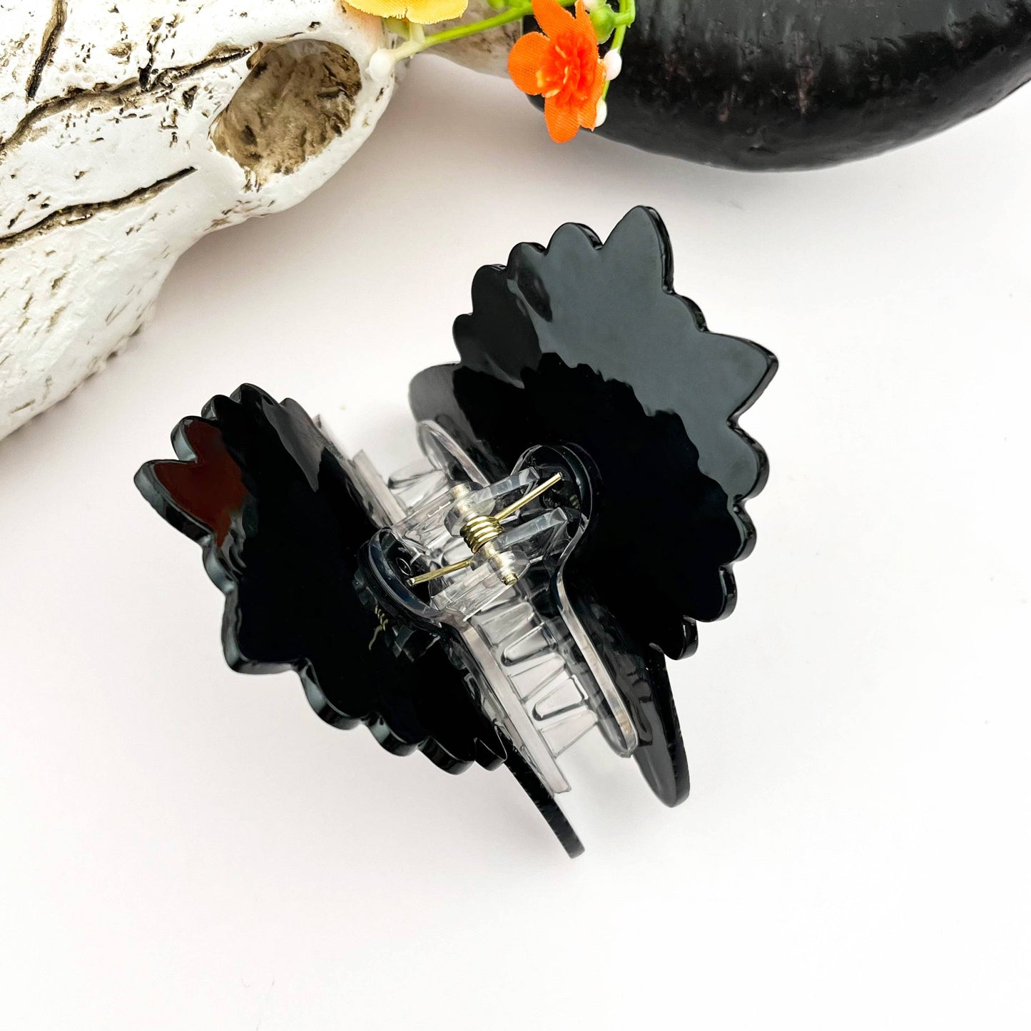 Cute Bat Rhinestone Acetate Hair Claw Clip: Black