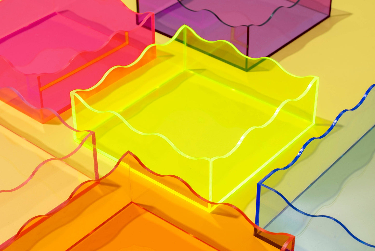 Wavy Acrylic Tray - Square - Assorted Colors: Purple