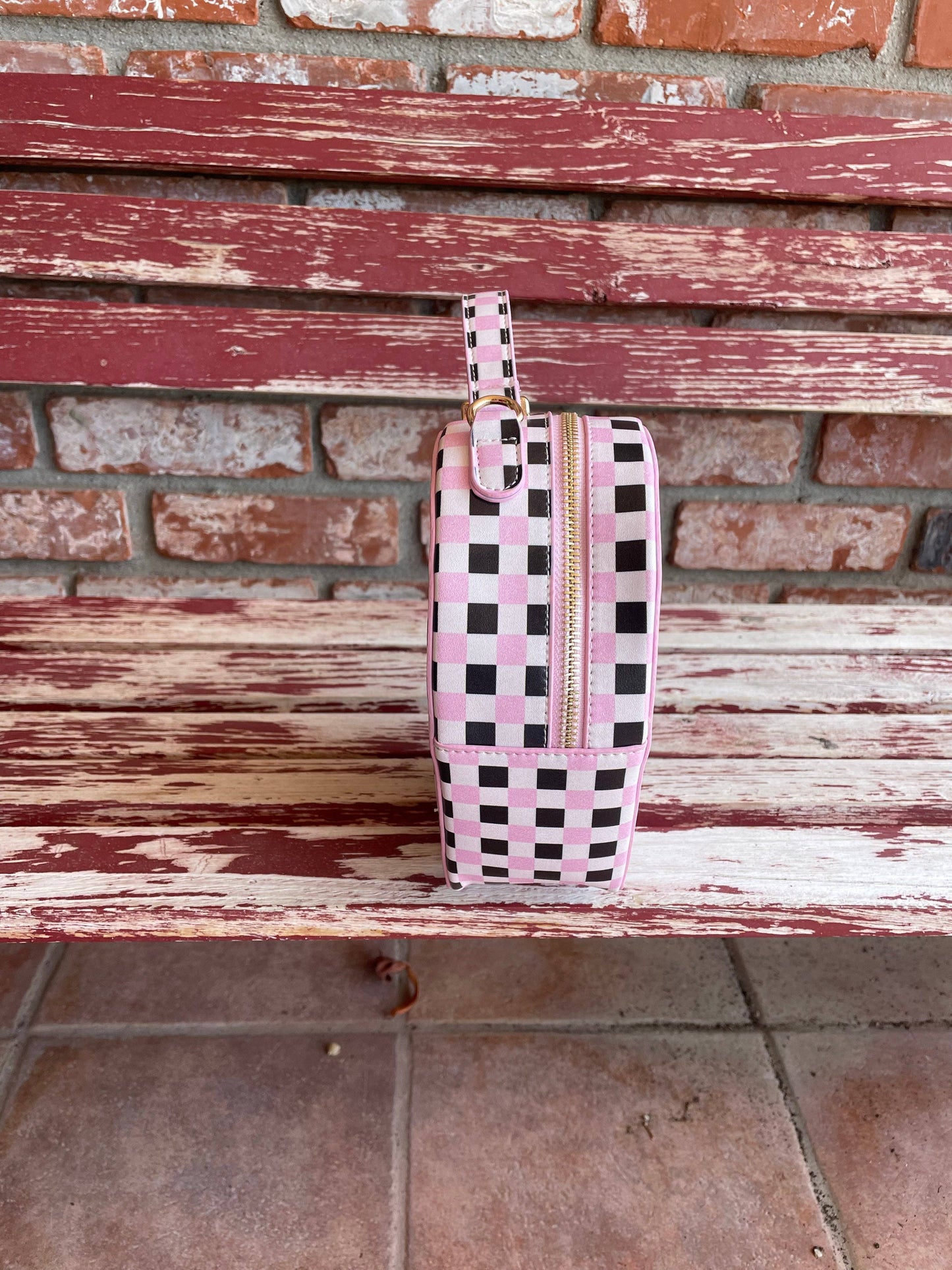 Black Pink gingham Heart Bag