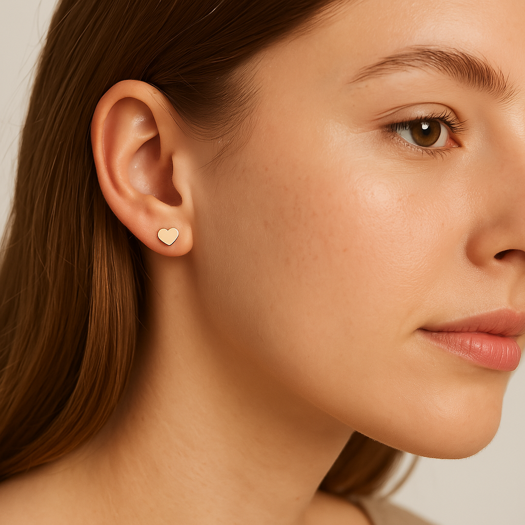 18K Gold PVD Stainless Steel Heart Stud Earrings: Gold