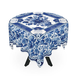 Porcelain Garden Blue Toile Mahjong Tablecloth Charleston