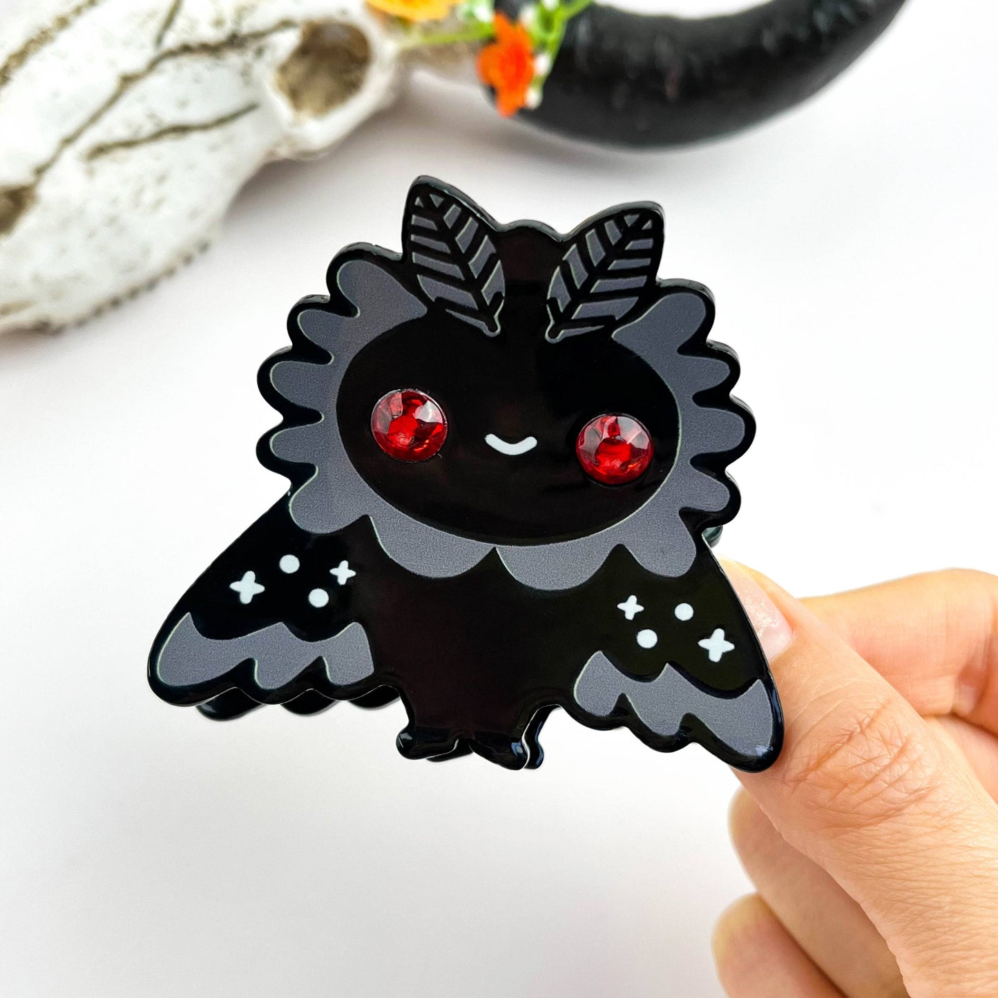 Cute Bat Rhinestone Acetate Hair Claw Clip: Black