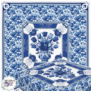 Porcelain Garden Blue Toile Mahjong Tablecloth Charleston
