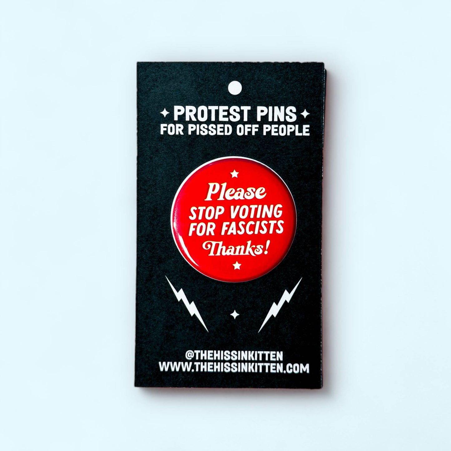 Please Stop Voting for Fascists Pin