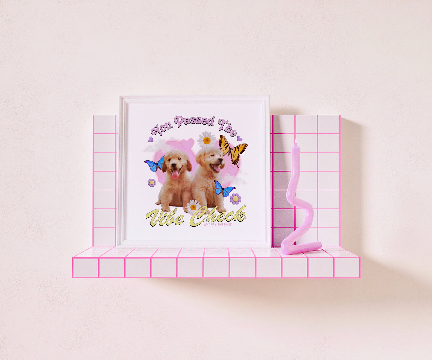 Square Art Print Vibe Check Puppies - Dog Lover Wall Decor