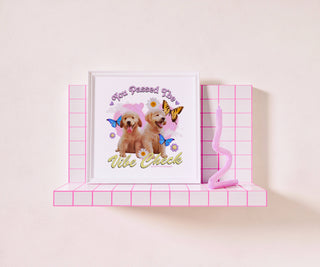 Square Art Print Vibe Check Puppies - Dog Lover Wall Decor