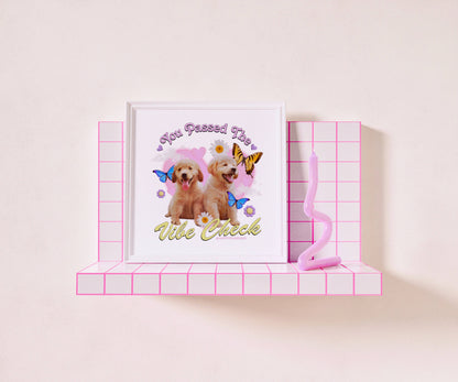 Square Art Print Vibe Check Puppies - Dog Lover Wall Decor