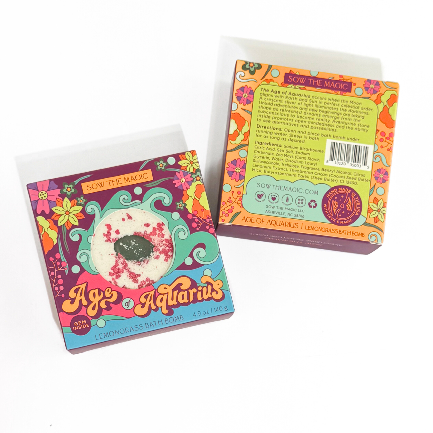 ♒ Age of Aquarius Lemongrass Bath Bomb with Aventurine Gemstone