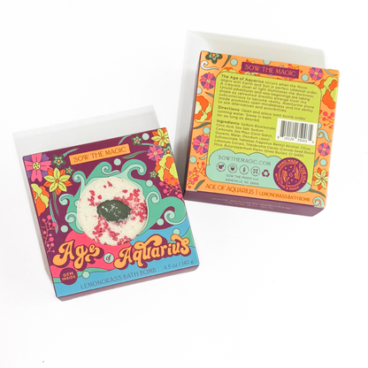 ♒ Age of Aquarius Lemongrass Bath Bomb with Aventurine Gemstone