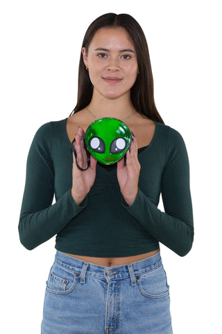 Alien Face Wristlet in Vinyl Material: Silver