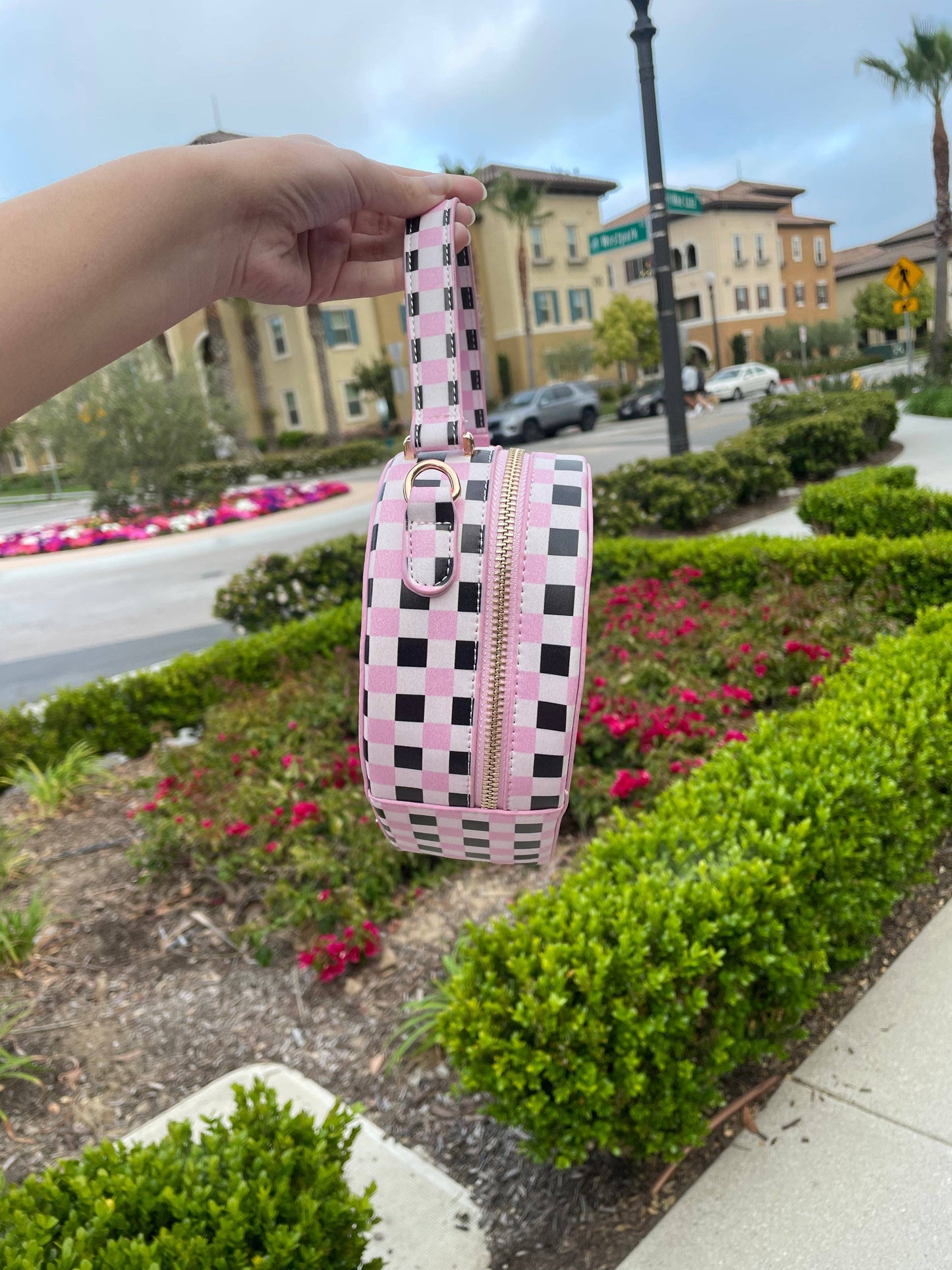Black Pink gingham Heart Bag