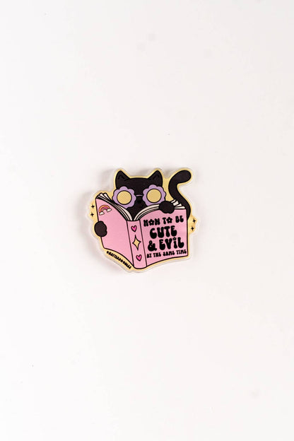 Cute & Evil at the Same Time Magnet - Funny Cat Lady Decor