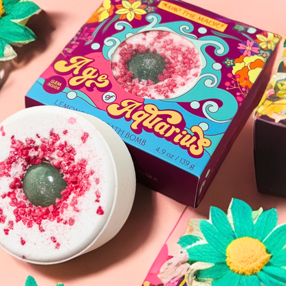 ♒ Age of Aquarius Lemongrass Bath Bomb with Aventurine Gemstone