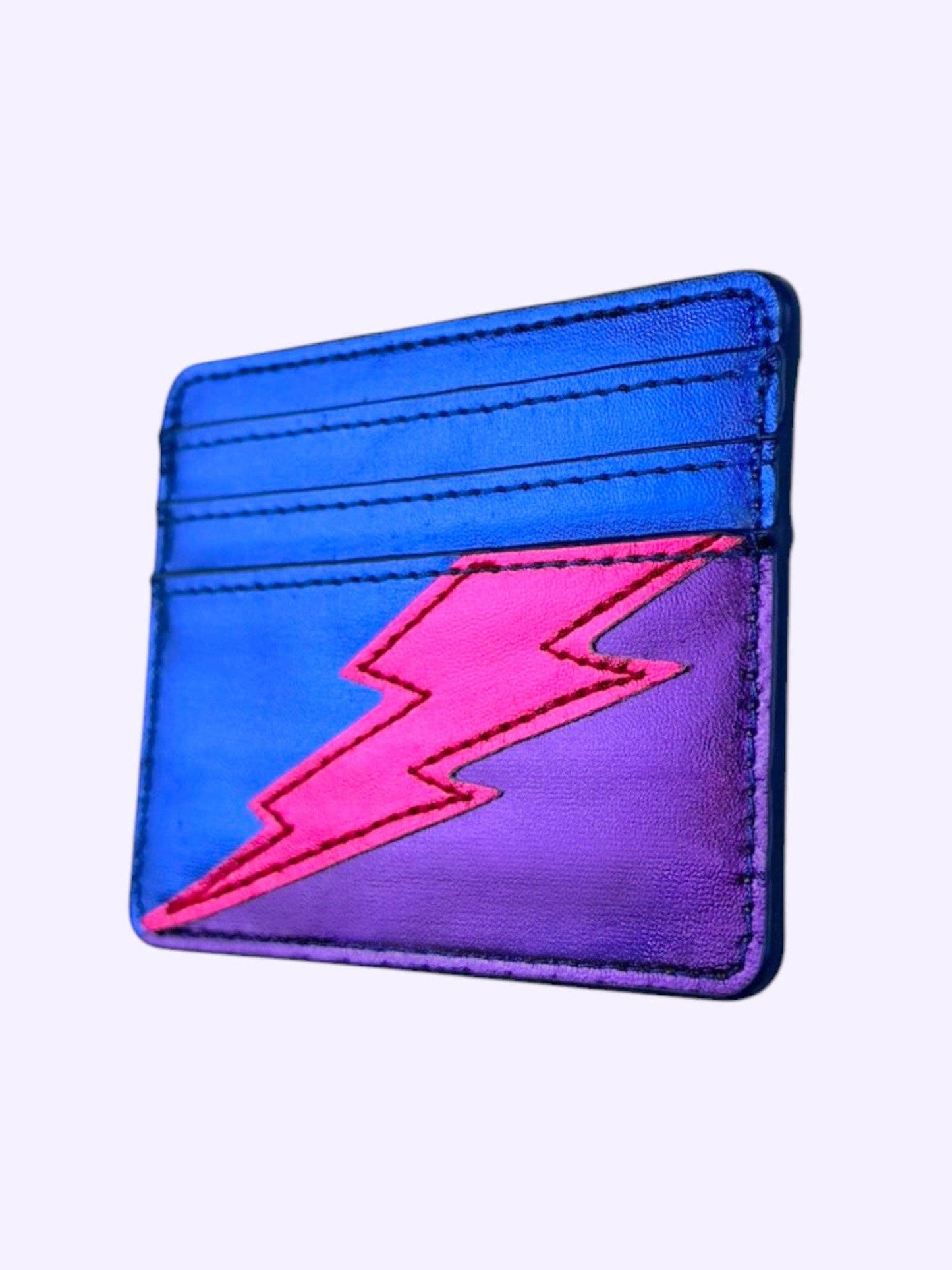 Lightning Bolt Card Wallet in Bi Pride Metallic