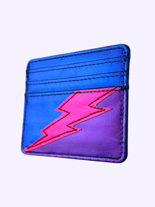 Lightning Bolt Card Wallet in Bi Pride Metallic