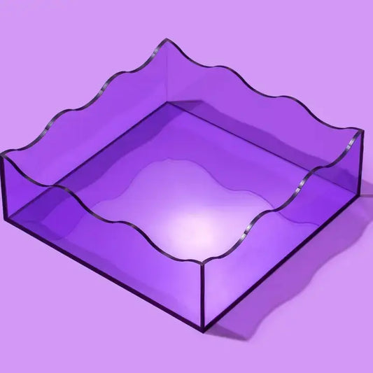 Wavy Acrylic Tray - Square - Assorted Colors: Purple