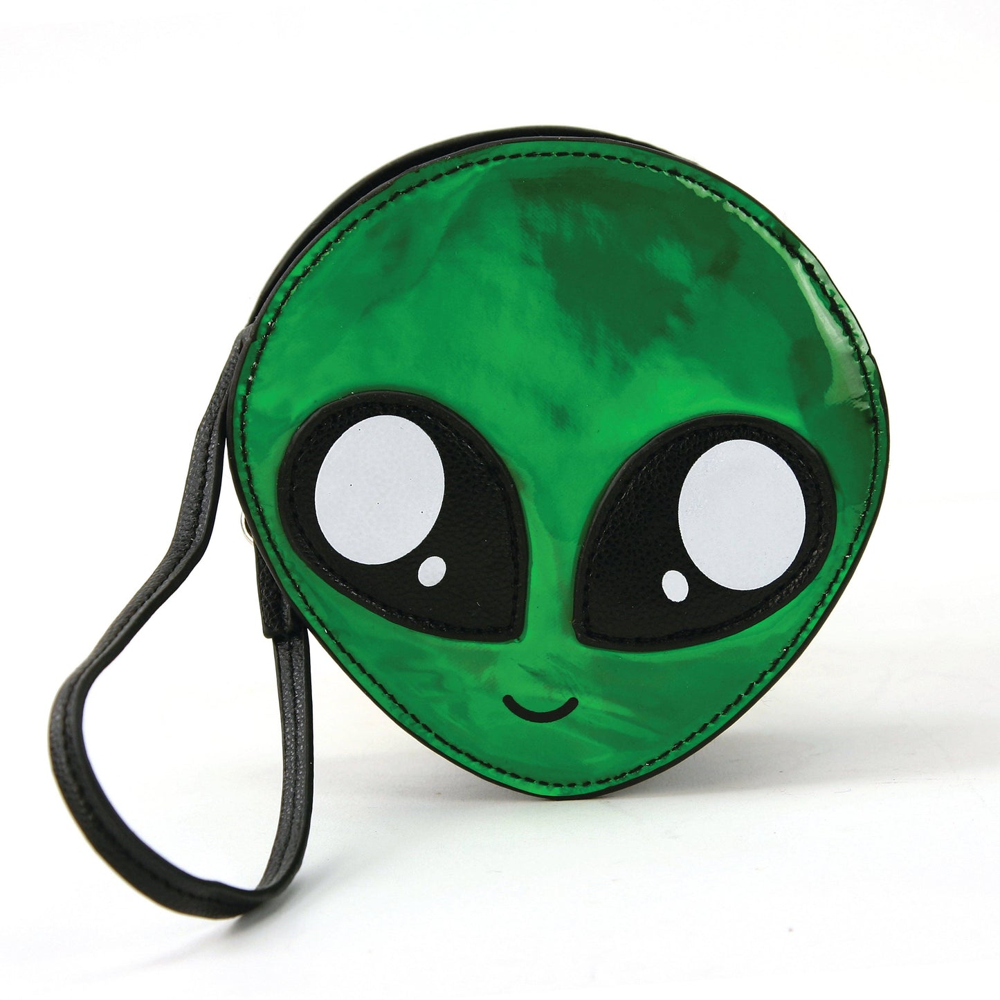 Alien Face Wristlet in Vinyl Material: Silver