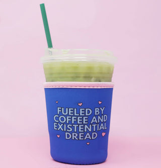 Iced Coffee Sleeve - Fueled by coffee and existential dread: Small
