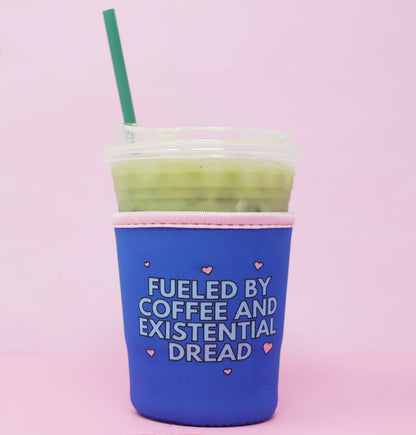 Iced Coffee Sleeve - Fueled by coffee and existential dread: Small
