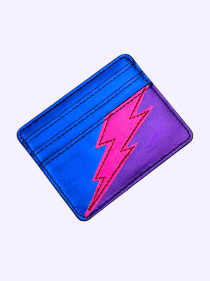 Lightning Bolt Card Wallet in Bi Pride Metallic