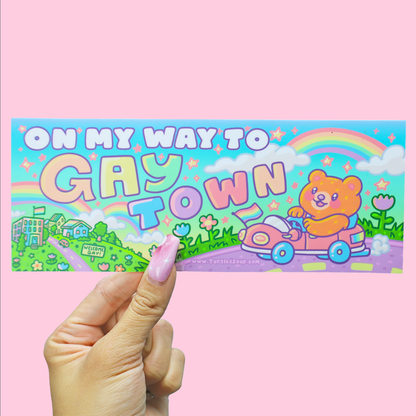 On My Way To Gay Town, Funny, Pride, Car, Bumper Sticker