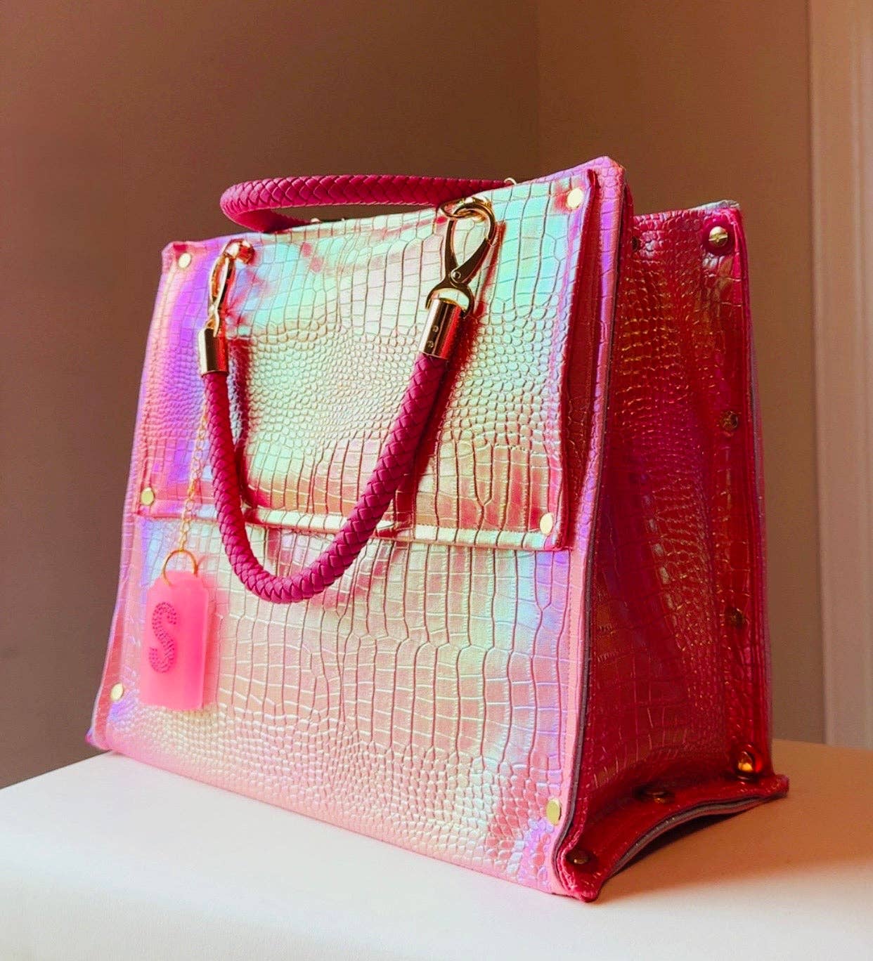 Pink Croc Handbag