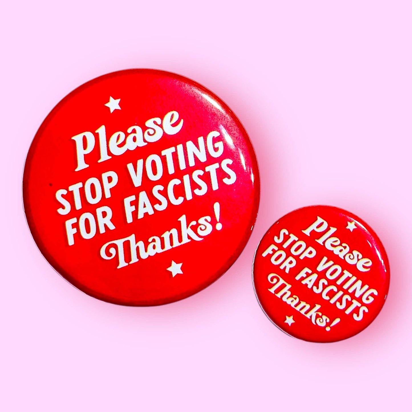 Please Stop Voting for Fascists Pin