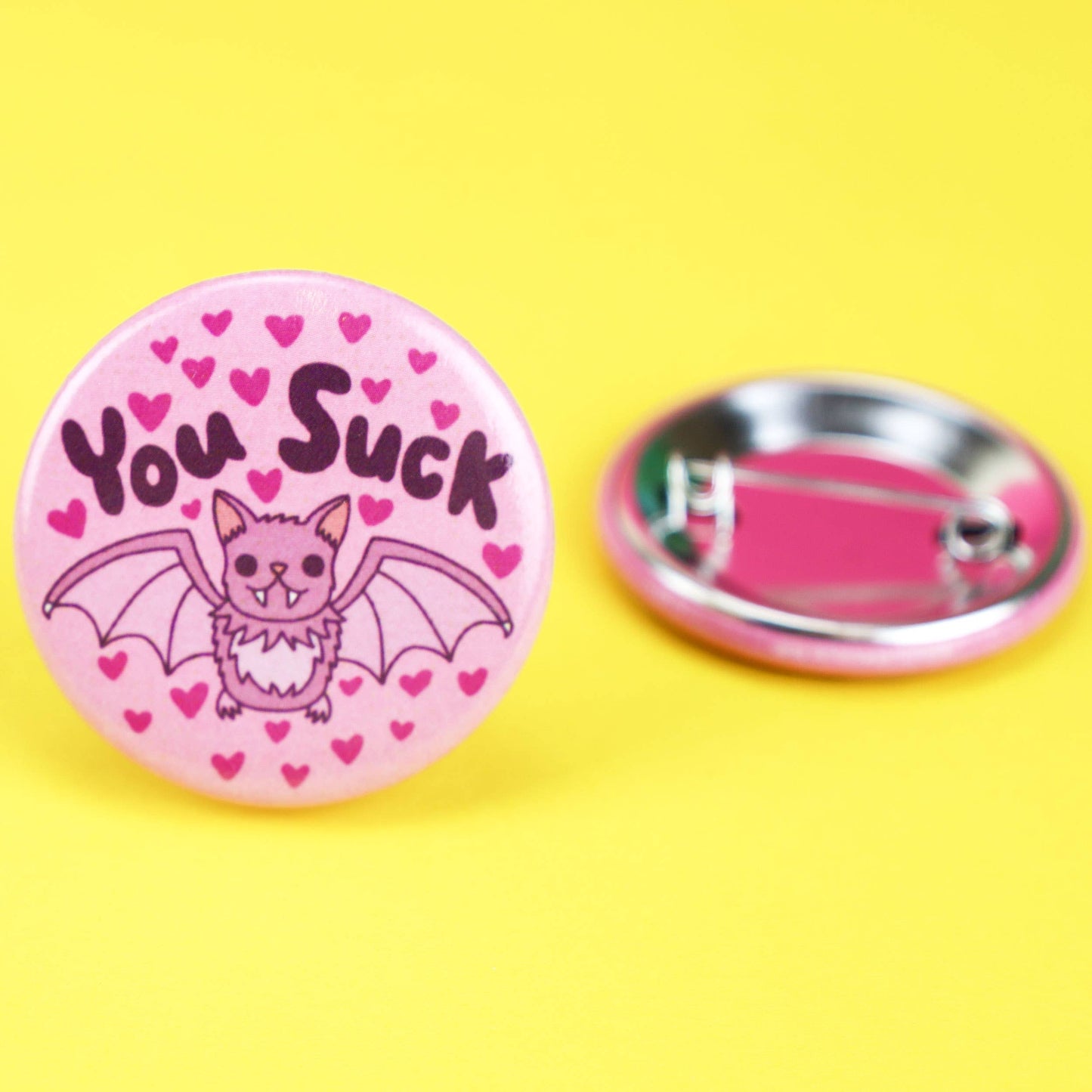 You Suck Vampire Bat Pastel Goth Edgy Pinback Button
