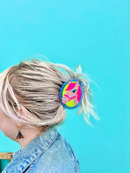 Pink Pony Hair Clip