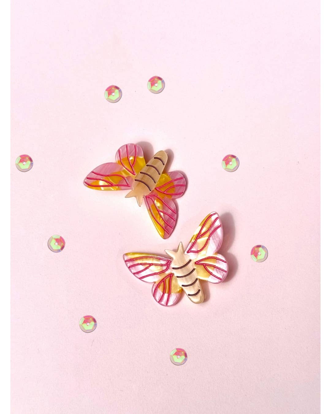 Rosy Maple Moth Hair Clip Set