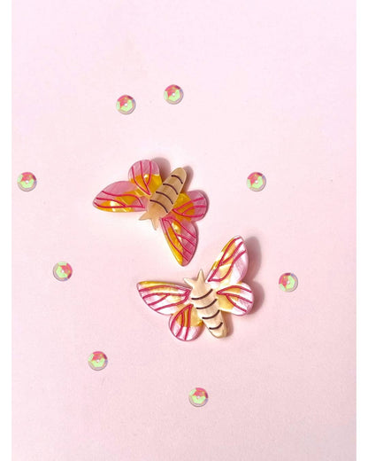Rosy Maple Moth Hair Clip Set