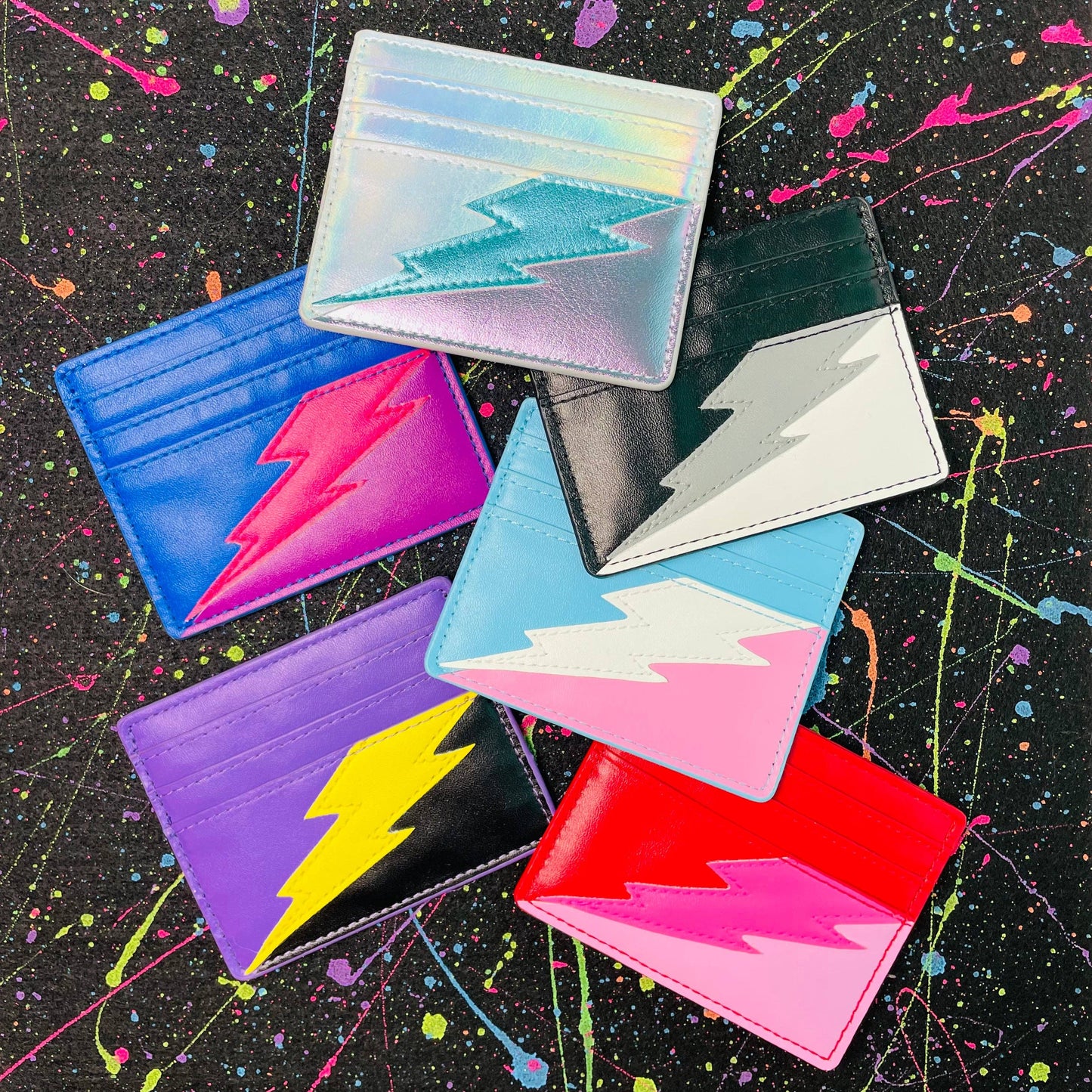 Lightning Bolt Card Wallet in Bi Pride Metallic