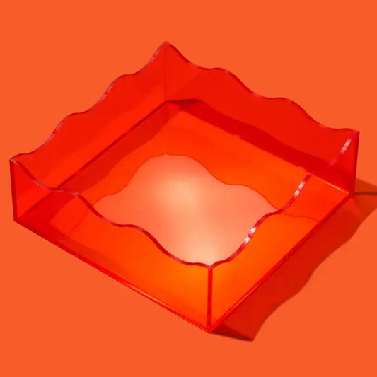 Wavy Acrylic Tray - Square - Assorted Colors: Orange