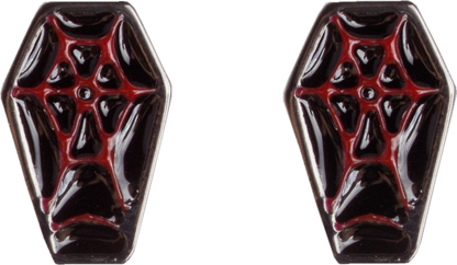 Earrings - Sourpuss Red Black Coffin Horror Halloween Goth