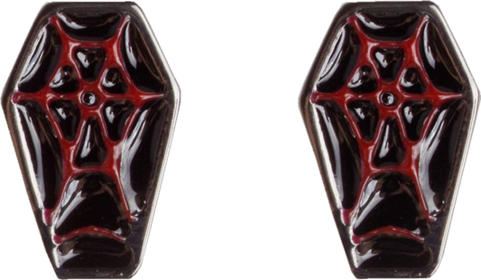 Earrings - Sourpuss Red Black Coffin Horror Halloween Goth