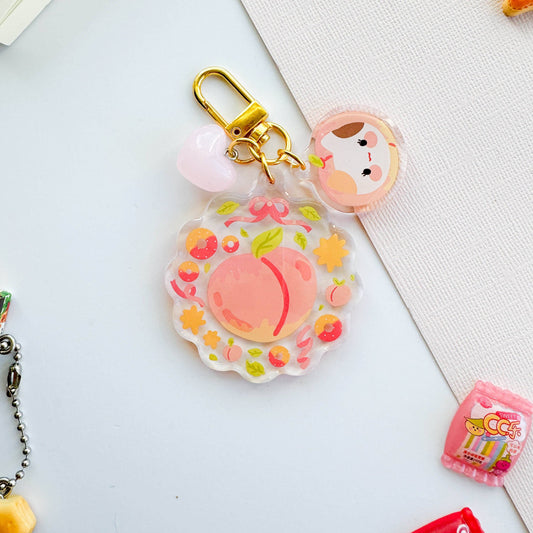 Peach Trinket Charm Keychain