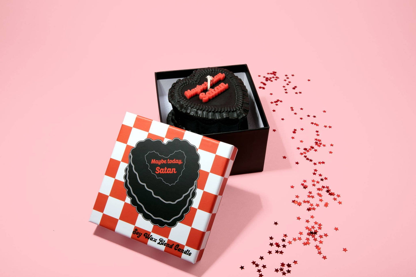 Maybe Today Satan Heart Candle (funny gifts, dark humor)