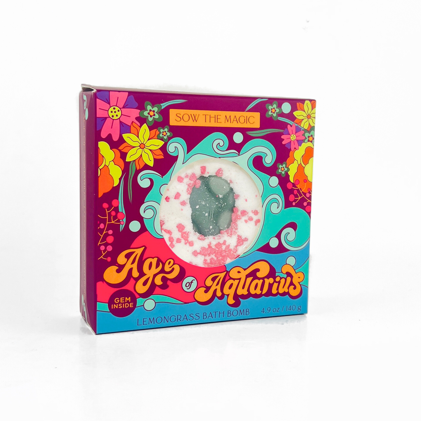 ♒ Age of Aquarius Lemongrass Bath Bomb with Aventurine Gemstone