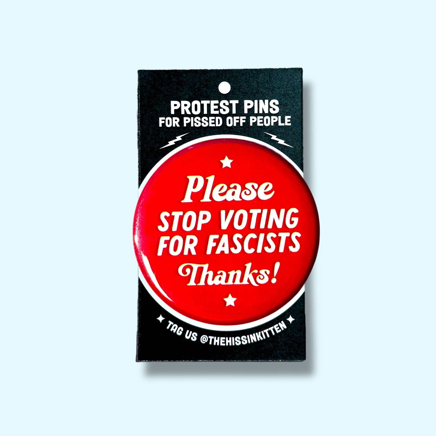 Please Stop Voting for Fascists Pin