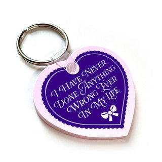 I Have Never Done Anything Wrong Heart Shaped Vinyl Keychain
