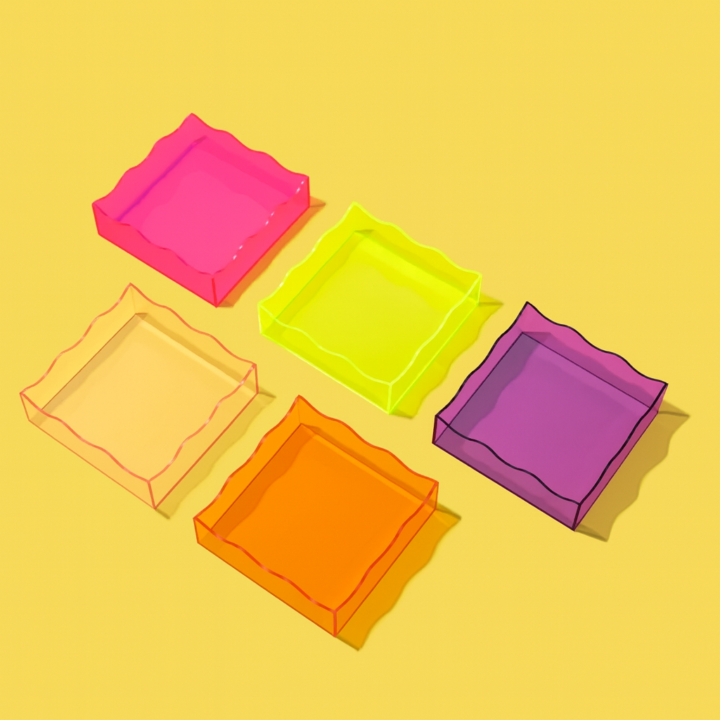 Wavy Acrylic Tray - Square - Assorted Colors: Purple