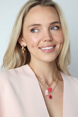 Enamel Bezel Charm in Fuchsia