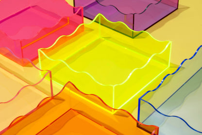 Wavy Acrylic Tray - Square - Assorted Colors: Purple