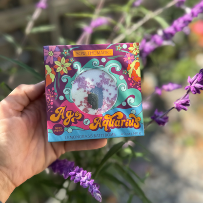 ♒ Age of Aquarius Lemongrass Bath Bomb with Aventurine Gemstone