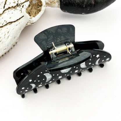 Night Sky Acetate Hair Claw Clip – Starry Galaxy Design: Black