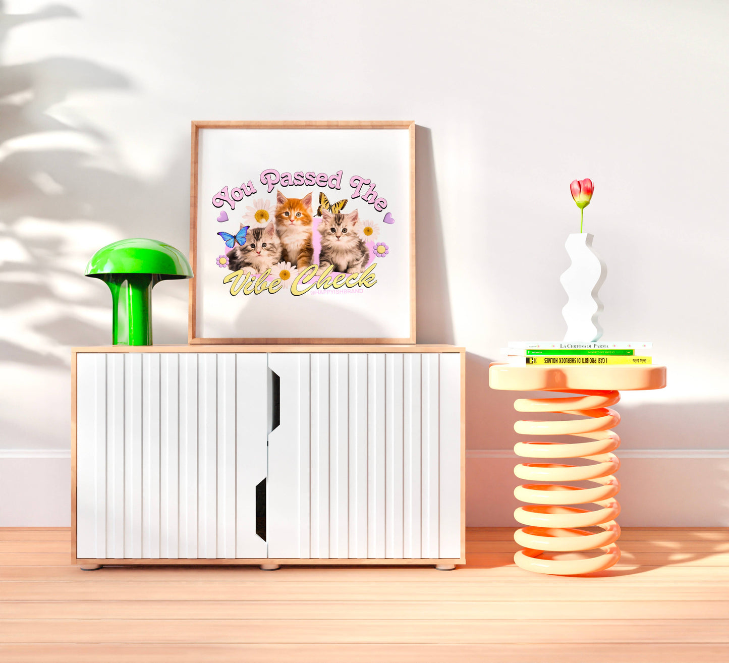Square Art Print Vibe Check Kittens - Cat Lover Wall Decor
