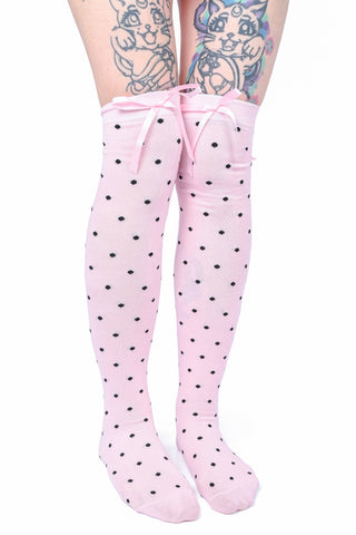 Knee High Dot Socks - Pink/Black