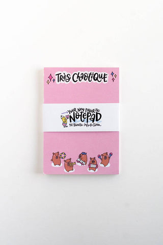 Très Chaotique Notepad Funny Capybara Band Pink Stationery